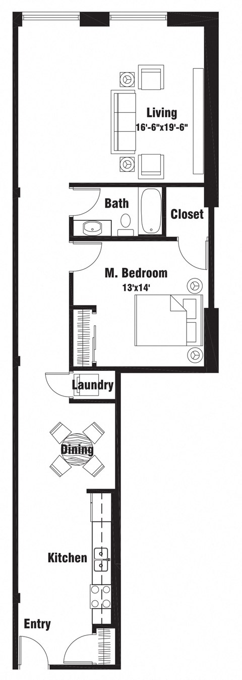 A16 Floor Plan at Riverpoint Lofts, Des Moines  